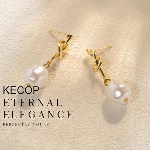 14k Gold Plated Lightweight Pearl Earrings,Teardrop Hoop Earrings for Women,Pearl Drop Earrings,Elegant Jewelry for Wives,Birthday gift for women in Saudi Arabia