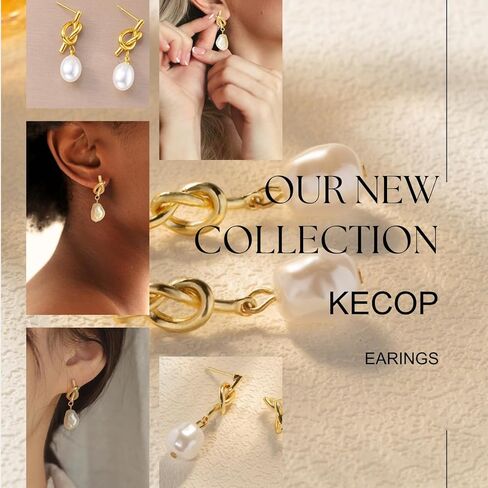 14k Gold Plated Lightweight Pearl Earrings,Teardrop Hoop Earrings for Women,Pearl Drop Earrings,Elegant Jewelry for Wives,Birthday gift for women in Saudi Arabia