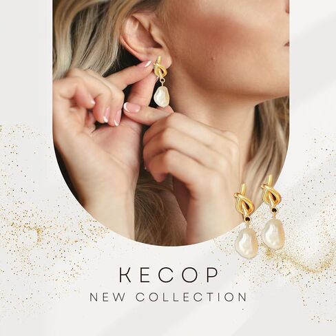 14k Gold Plated Lightweight Pearl Earrings,Teardrop Hoop Earrings for Women,Pearl Drop Earrings,Elegant Jewelry for Wives,Birthday gift for women in Saudi Arabia