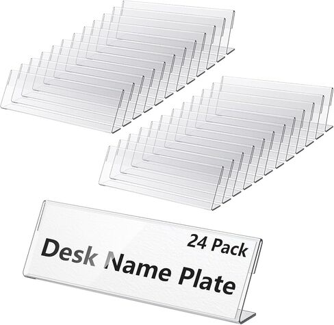 24 Pcs Acrylic Name Plates for Desk 2 X 8 Inches Name Tents for Classroom License Label Holder for Back to School Classroom Office Conference Business Meeting Table Display (24) in Saudi Arabia