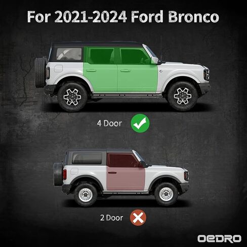 OEDRO 6" Running Boards Compatible with 2021-2026 Ford Bronco 4 Door, Heavy-Duty Steel Side Steps, Bolt-On Nerf Bars with Anti-Slip Texture, Black Powder Coated in Saudi Arabia