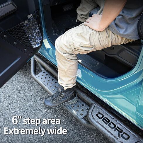 OEDRO 6" Running Boards Compatible with 2021-2026 Ford Bronco 4 Door, Heavy-Duty Steel Side Steps, Bolt-On Nerf Bars with Anti-Slip Texture, Black Powder Coated in Saudi Arabia