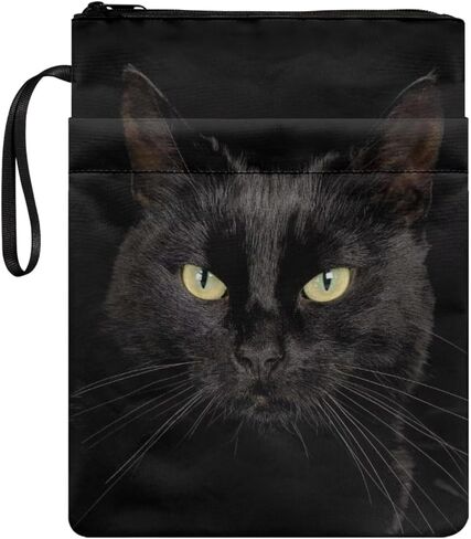 chaqlin Book Sleeve with Front Pocket & Handle Strap Black Cat Pattern Book Covers for Paperbacks Protector for Bookish Women Readers Librarian,11.4 X 8.7 Inch in Saudi Arabia