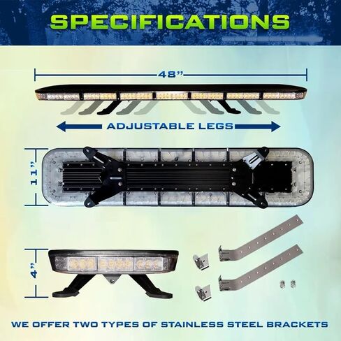 48 inch Light Bar - Strobe Light Bar - Tow Truck Light Bar - Strobe Lights for Trucks - Emergency Lights for Vehicles- LED Strobe Light Bar - Amber Light Bar - Construction Lights for Trucks in Saudi Arabia