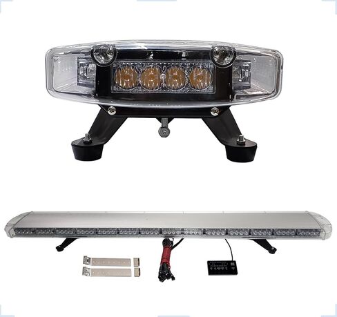 63 بوصة 120 LED كهرمان/أبيض شريط أضواء تحذيرية للطوارئ على السطح مع دعامات تثبيت قابلة للتعديل، للمركبات والأمن ومحراث الثلج وشاحنات السحب in Kuwait