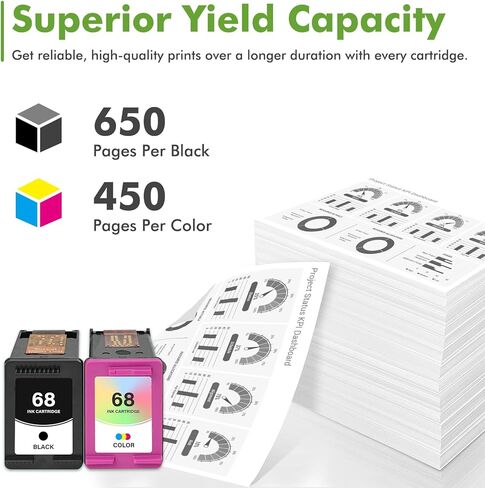 68 خرطوشة حبر سوداء/لونية بديلة لحزمة كومبو HP 68 XL 68XL تعمل من أجل Envy 6155e 6555e 6100e 6500e 6552e 6558e طابعة عالية الإنتاجية سوداء ثلاثية الألوان 2 حزمة in Kuwait