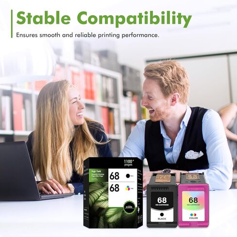 68 خرطوشة حبر سوداء/لونية بديلة لحزمة كومبو HP 68 XL 68XL تعمل من أجل Envy 6155e 6555e 6100e 6500e 6552e 6558e طابعة عالية الإنتاجية سوداء ثلاثية الألوان 2 حزمة in Kuwait