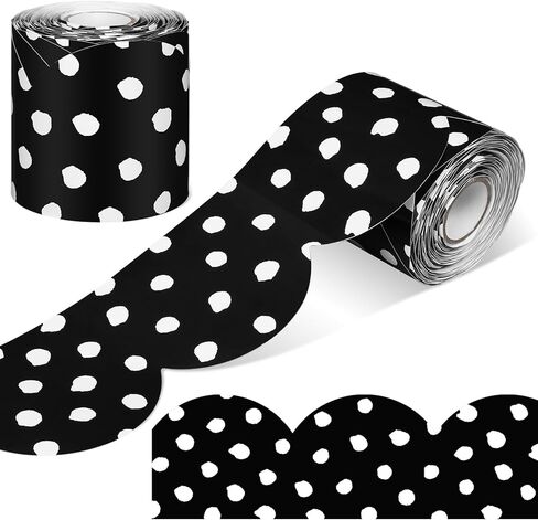 Fuutreo 65.6 Ft Bulletin Board Border,Scalloped Polka Dots Border for Bulletin Board,Rolled Decorate Borders for Classroom School Home Office Decoration Supplies(Lime) in Saudi Arabia