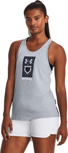 Under Armour Women's Graphic Softball Plate Tank Top, Steel Light Heather - Medium in Saudi Arabia
