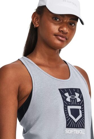 Under Armour Women's Graphic Softball Plate Tank Top, Steel Light Heather - Medium in Saudi Arabia