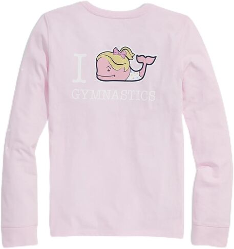 تي شيرت للفتيات من Vineyard Vines بأكمام طويلة وجيب للجمباز I Whale Gymnastics in Saudi Arabia