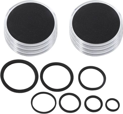 Coin Snap Holder, 6 Pack Silver Dollar Coin Holders for Collectors Coin Case with Foam Gasket Circle Fit 16/20/25/27/30/38/46mm Coins, Clear Black in Saudi Arabia