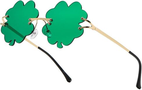 St. Patrick's Day Irish Shamrock Sunglasses for Women Men Green Four Leaf Clover Leprechaun Costume Party Glasses in Saudi Arabia