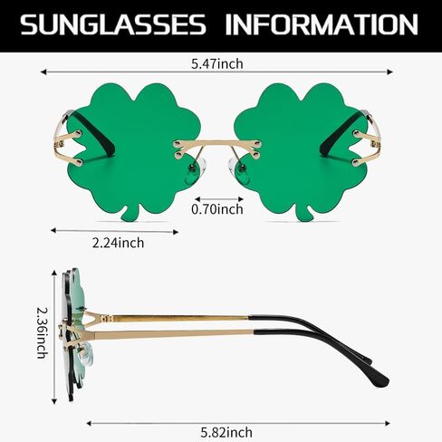 St. Patrick's Day Irish Shamrock Sunglasses for Women Men Green Four Leaf Clover Leprechaun Costume Party Glasses in Saudi Arabia