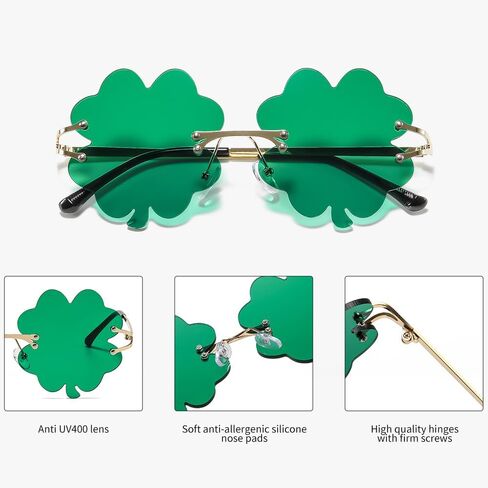St. Patrick's Day Irish Shamrock Sunglasses for Women Men Green Four Leaf Clover Leprechaun Costume Party Glasses in Saudi Arabia