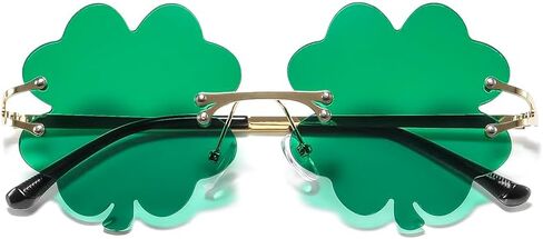St. Patrick's Day Irish Shamrock Sunglasses for Women Men Green Four Leaf Clover Leprechaun Costume Party Glasses in Saudi Arabia