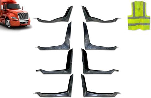 KOZAK Cabin Fairing Brackets/Mounts Full Set Compatible with International LT LT625, Driver Left & Passenger Right Side, Includes Logo and Reflective Vest in Kuwait