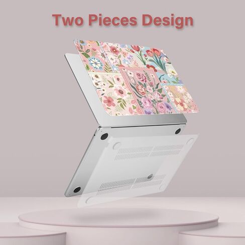 حافظة MOSISO متوافقة مع جهاز MacBook Air 15 بوصة 2026 2025 2024 2023 الإصدار M4 A3241 M3 A3114 M2 A2941 Touch ID، حافظة بلاستيكية صلبة واقية من الزهور المقسمة وغطاء لوحة المفاتيح وفيلم شاشة، وردي in Kuwait