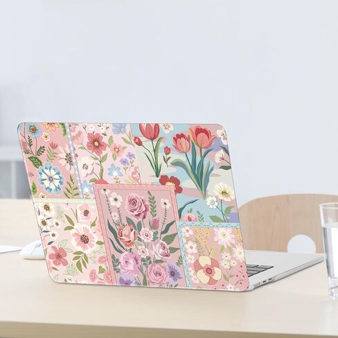 حافظة MOSISO متوافقة مع جهاز MacBook Air 15 بوصة 2026 2025 2024 2023 الإصدار M4 A3241 M3 A3114 M2 A2941 Touch ID، حافظة بلاستيكية صلبة واقية من الزهور المقسمة وغطاء لوحة المفاتيح وفيلم شاشة، وردي in Kuwait