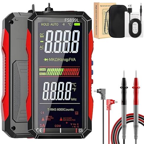 Digital Multimeter, 2026 Upgraded FS899L Multimeter, USB Rechargeable Digital Multimeter, Measures Voltage Automatic Digital Display Multimeter Tester for Home and Industrial Electrical Issues (Red) in Kuwait