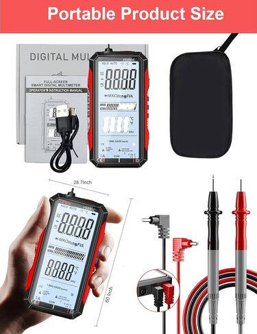 Digital Multimeter, 2026 Upgraded FS899L Multimeter, USB Rechargeable Digital Multimeter, Measures Voltage Automatic Digital Display Multimeter Tester for Home and Industrial Electrical Issues (Red) in Kuwait