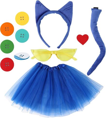 مجموعة إكسسوارات القطط eygeufg 11 قطعة - عصابة رأس وذيل أزرق، وتنورة توتو، ونظارات شمسية ورقع زخرفية للمراهقين (14+) والعروض المسرحية والحفلات للبالغين in Kuwait