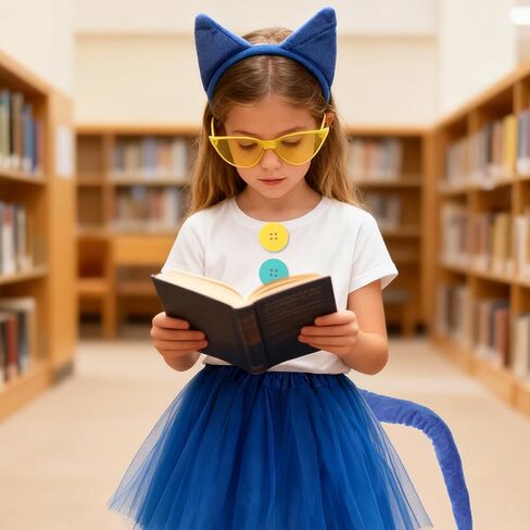 مجموعة إكسسوارات القطط eygeufg 11 قطعة - عصابة رأس وذيل أزرق، وتنورة توتو، ونظارات شمسية ورقع زخرفية للمراهقين (14+) والعروض المسرحية والحفلات للبالغين in Kuwait