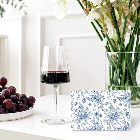 Whaline 50 Pack Flower Stationery Cards with Envelopes Blank Thank You Note Cards Blue White Floral Print Greeting Card for Baby Shower Birthday Invitations Supplies in Saudi Arabia