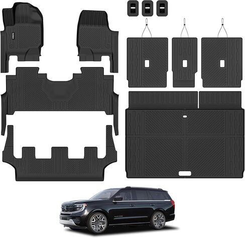 Floor Mat Set for 2020-2025 2026 Ford Explorer 6-Seat—All-Weather, Stain-Resistant Floor Mats & Trunk Liner & Backrest Mat & Door Sill Protector,Custom Fit for Ford Explorer 6 Seat Accessories in Saudi Arabia