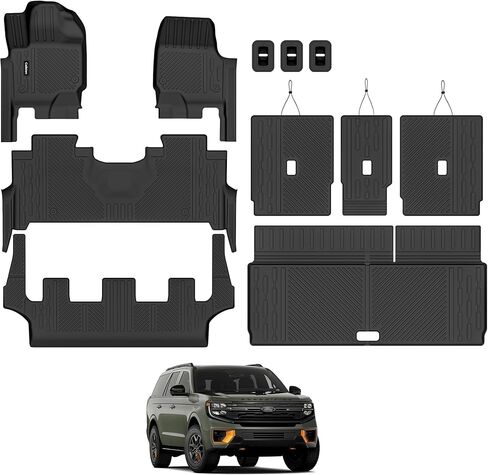Floor Mat Set for 2020-2025 2026 Ford Explorer 6-Seat—All-Weather, Stain-Resistant Floor Mats & Trunk Liner & Backrest Mat & Door Sill Protector,Custom Fit for Ford Explorer 6 Seat Accessories in Saudi Arabia