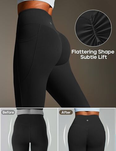 Heathyoga Mini Flare Leggings for Women Tummy Control Scrunch Butt Leggings with Pockets for Women No Front Seam Yoga Pants in Saudi Arabia
