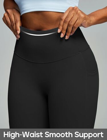 Heathyoga Mini Flare Leggings for Women Tummy Control Scrunch Butt Leggings with Pockets for Women No Front Seam Yoga Pants in Saudi Arabia