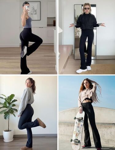 Heathyoga Mini Flare Leggings for Women Tummy Control Scrunch Butt Leggings with Pockets for Women No Front Seam Yoga Pants in Saudi Arabia