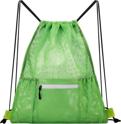 Mesh Drawstring Gym Bag – Large Breathable Sports Backpack Sack for Boxing Gloves, Shoes, Workout Gear, Lightweight Training & Travel Storage(Green) in Saudi Arabia