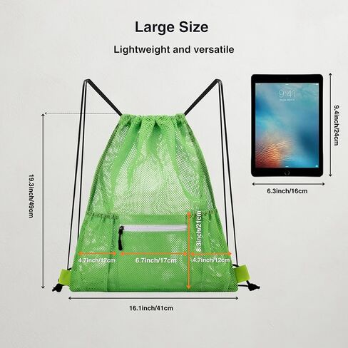 Mesh Drawstring Gym Bag – Large Breathable Sports Backpack Sack for Boxing Gloves, Shoes, Workout Gear, Lightweight Training & Travel Storage(Green) in Saudi Arabia