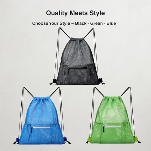 Mesh Drawstring Gym Bag – Large Breathable Sports Backpack Sack for Boxing Gloves, Shoes, Workout Gear, Lightweight Training & Travel Storage(Green) in Saudi Arabia