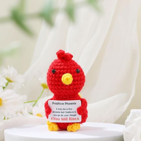 Haraketlt Cute Phoenix Gifts for Women, Handmade Crochet Phoenix with Inspirational Message, Emotional Support Animals Gift for Men Coworkers, Graduation, Friendship, Christmas Stocking Stuffers in Saudi Arabia