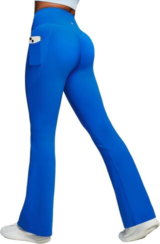 Heathyoga Mini Flare Leggings for Women Tummy Control Scrunch Butt Leggings with Pockets for Women No Front Seam Yoga Pants in Saudi Arabia