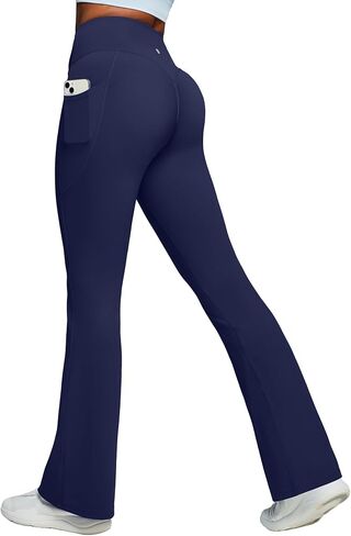 Heathyoga Mini Flare Leggings for Women Tummy Control Scrunch Butt Leggings with Pockets for Women No Front Seam Yoga Pants in Saudi Arabia