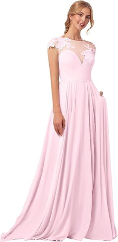Long Mother of Bride Dresses Flowy Lace Formal Dresses for Wedding Guest Chiffon A Line Prom Dresses with Pockets in Saudi Arabia