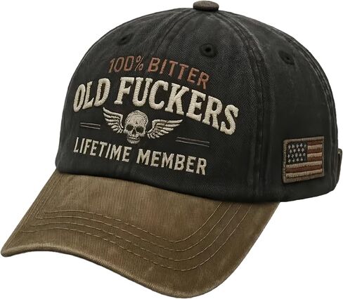 قبعة بيسبول قديمة من Old Fuckers Club، تطريز يدوي قابل للتعديل، قبعة Old Fuckers Club100% Bitter Lifetime Member in Saudi Arabia