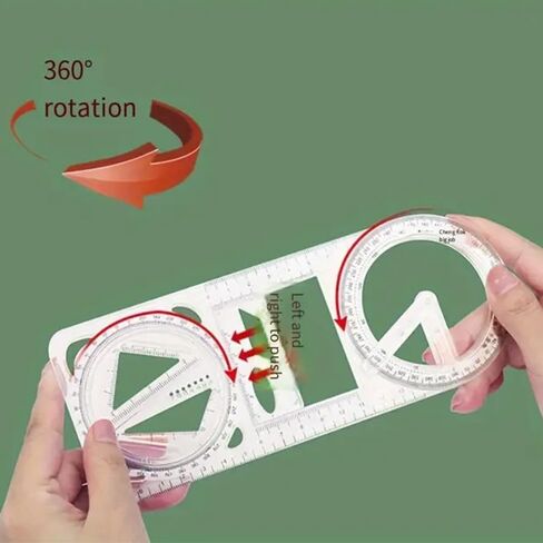 Multi-Functional Math Drawing Ruler - 1pc Geometric Triangular Ruler with Protractor Function in Saudi Arabia