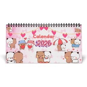 التقويم 2026 - مخطط حائط شهري لطيف لشخصية الباندا والدب للأزواج، ديكور غرفة جمالية من قرطاسية Kawaii، هدية رومانسية للسنة الجديدة له أو لها أو لصديقها أو صديقتها in Kuwait