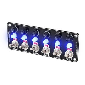 لوحة مفاتيح تبديل 6-Gang - مع مصهر 10 أمبير ومصباح مؤشر، مقاوم للماء والغبار، للسيارات والشاحنات والقوارب والمركبات الترفيهية 12 فولت/24 فولت in Kuwait