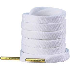 أربطة أحذية فاخرة بأطراف معدنية ذهبية، مضفرة مستديرة، أبيض، أسود، in Kuwait