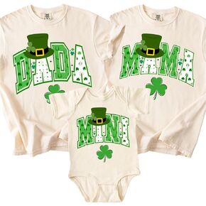Handmade Lucky Mama Dada Mini Shirt, St Patricks Day Matching Family Shirts, Dad Mommy Mini Tees Saint Patrick Days Tees Multicolor Women Men Kids in Saudi Arabia