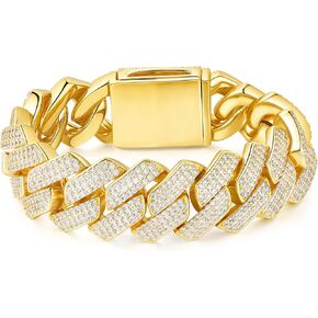 20mm Heavy Iced Out Miami Cuban Link Bracelet 18K White Gold Plated 5A+ CZ Hypoallergenic Bling Diamond Hip Hop Luxury Rapper Jewelry for Men Women Christmas Birthday Gift in Saudi Arabia