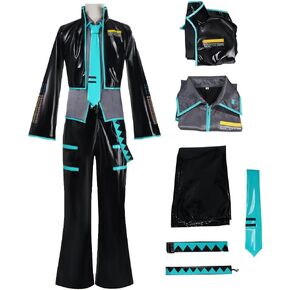 jrswai Men Anime Cosplay Costume Black Patent Leather Uniform Halloween Outfits Full Set in Saudi Arabia