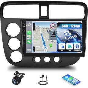 UNITOPSCI 2G+64G Android 13 راديو ستيريو للسيارة Honda Civic 2000-2005 Wireless Apple CarPlay Android Auto، شاشة لمس 9 بوصة بلوتوث نظام تحديد المواقع العالمي (GPS) مرآة وصلة WiFi/FM/USB/SWC + كاميرا احتياطية in Kuwait