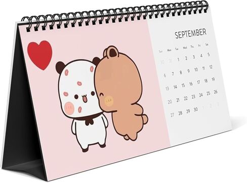 التقويم 2026 - مخطط حائط شهري لطيف لشخصية الباندا والدب للأزواج، ديكور غرفة جمالية من قرطاسية Kawaii، هدية رومانسية للسنة الجديدة له أو لها أو لصديقها أو صديقتها in Kuwait